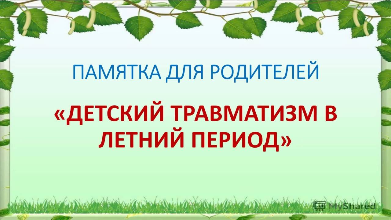 Сборник памяток для родителей &amp;quot;Детский травматизм в летний период&amp;quot;.